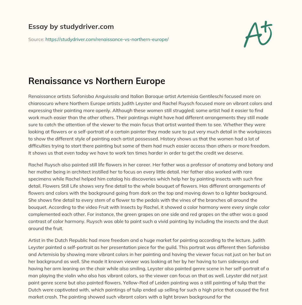 Renaissance Vs Northern Europe essay
