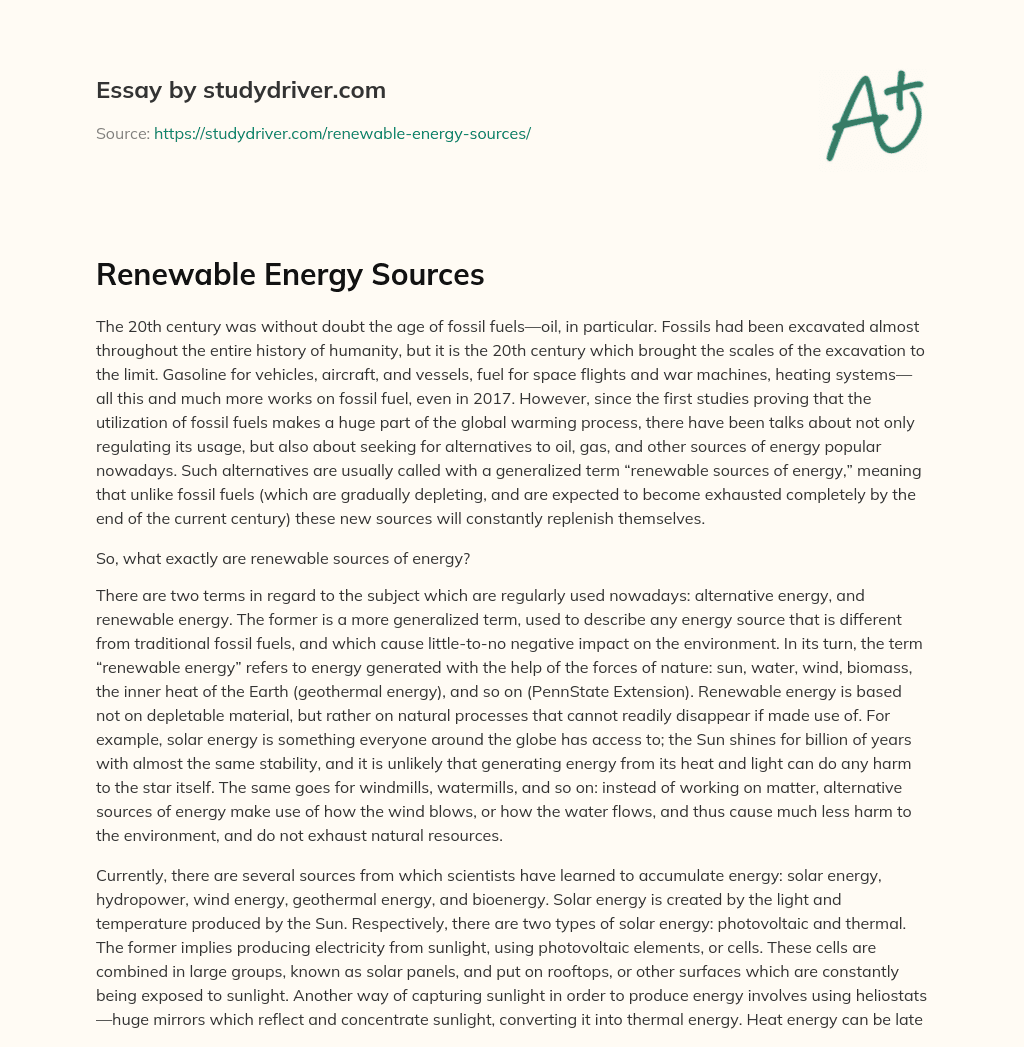 Renewable Energy Sources essay