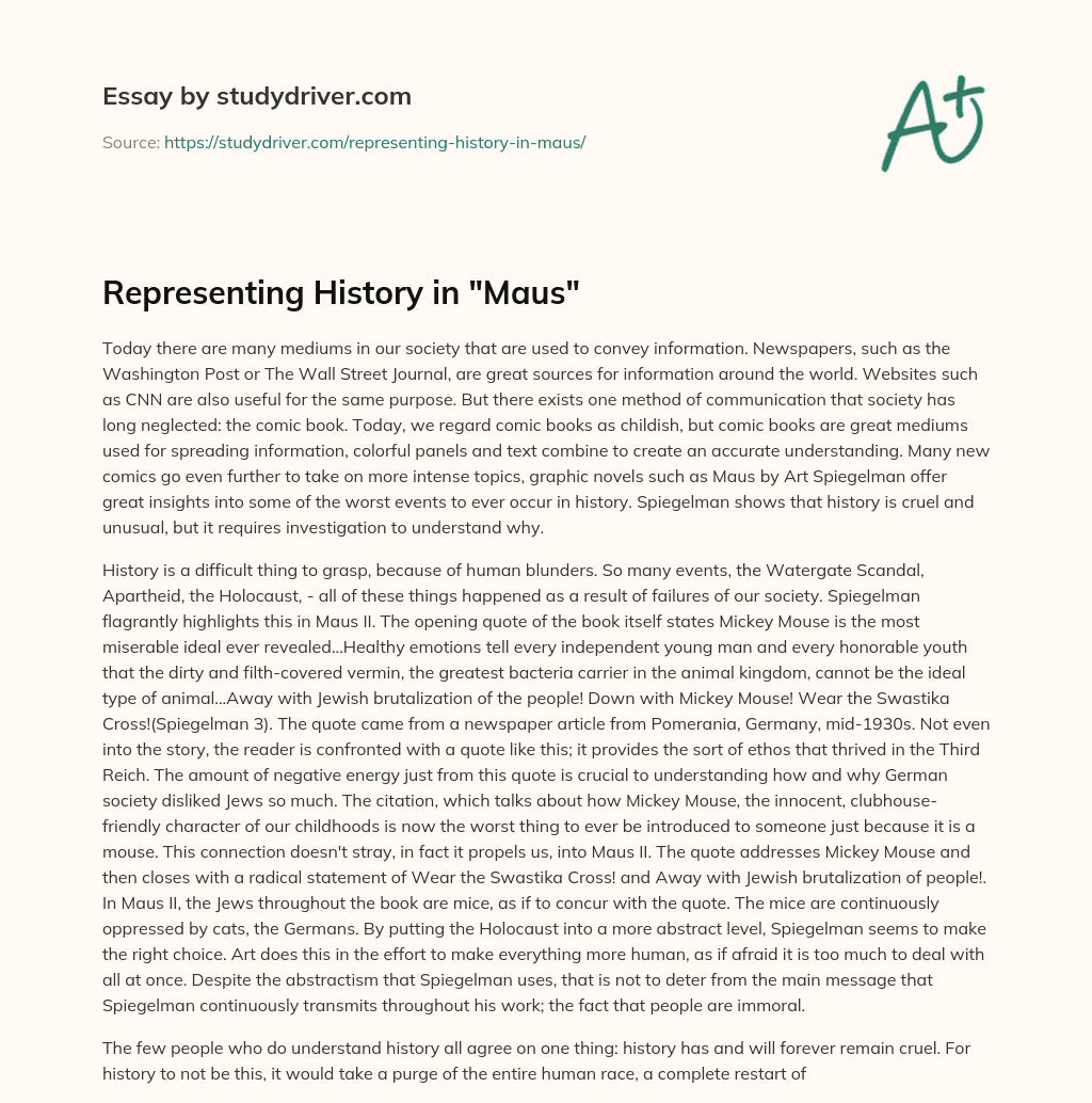 Representing History in “Maus” essay