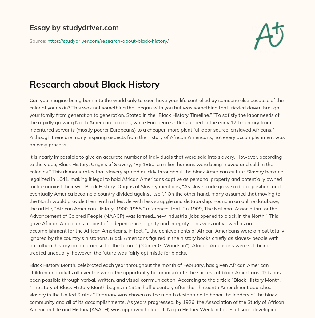 Research about Black History essay