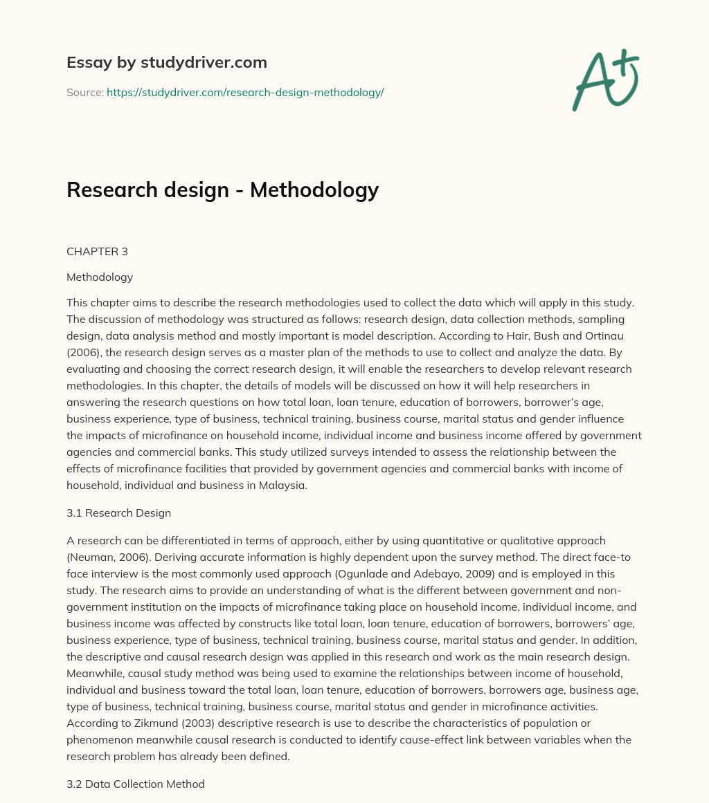 methodology essay example