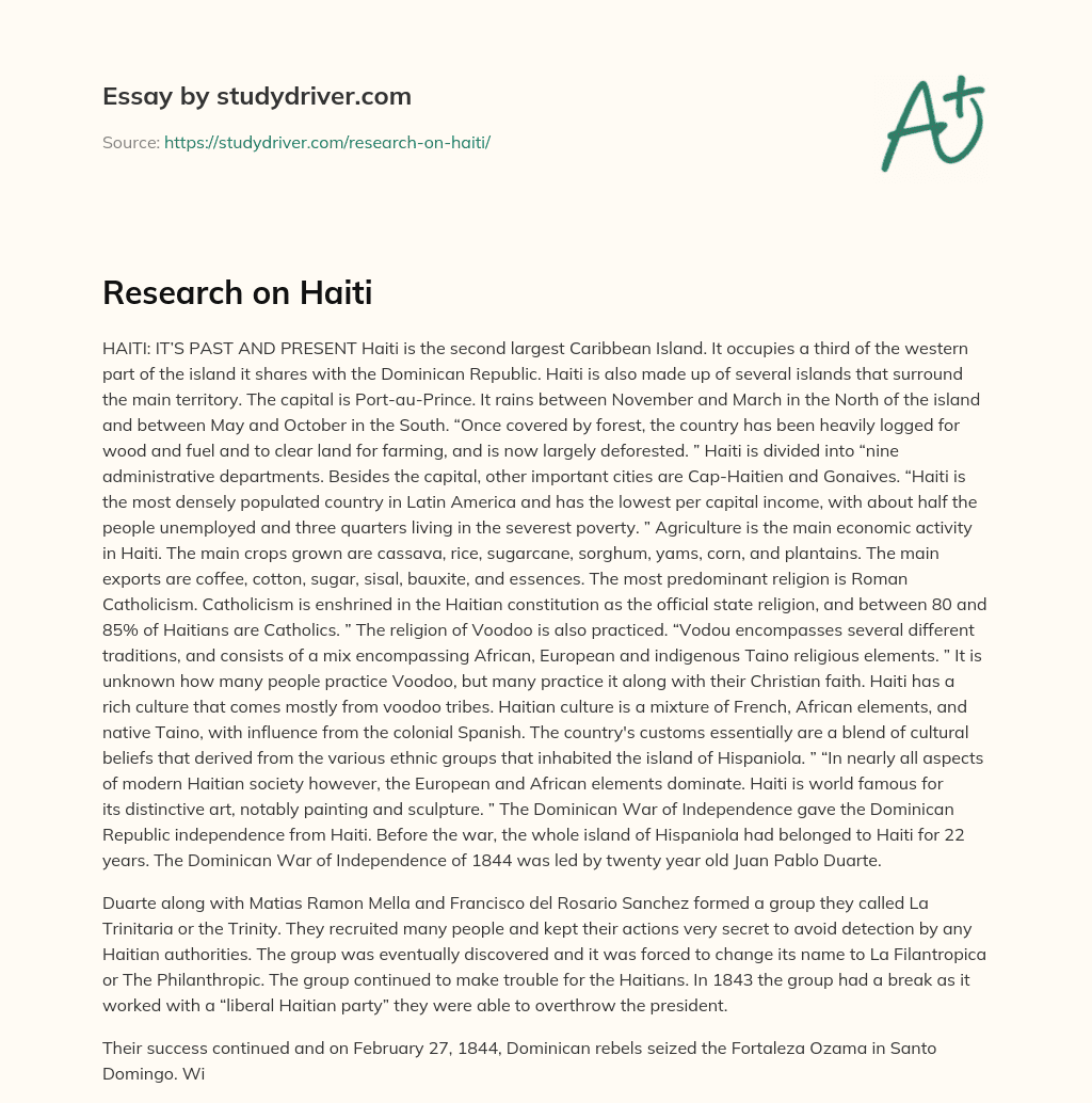 Research on Haiti essay