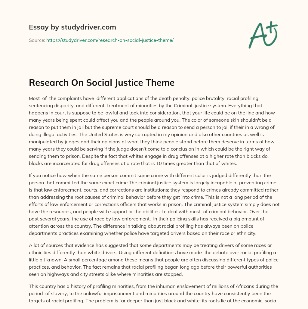 Research on Social Justice Theme essay