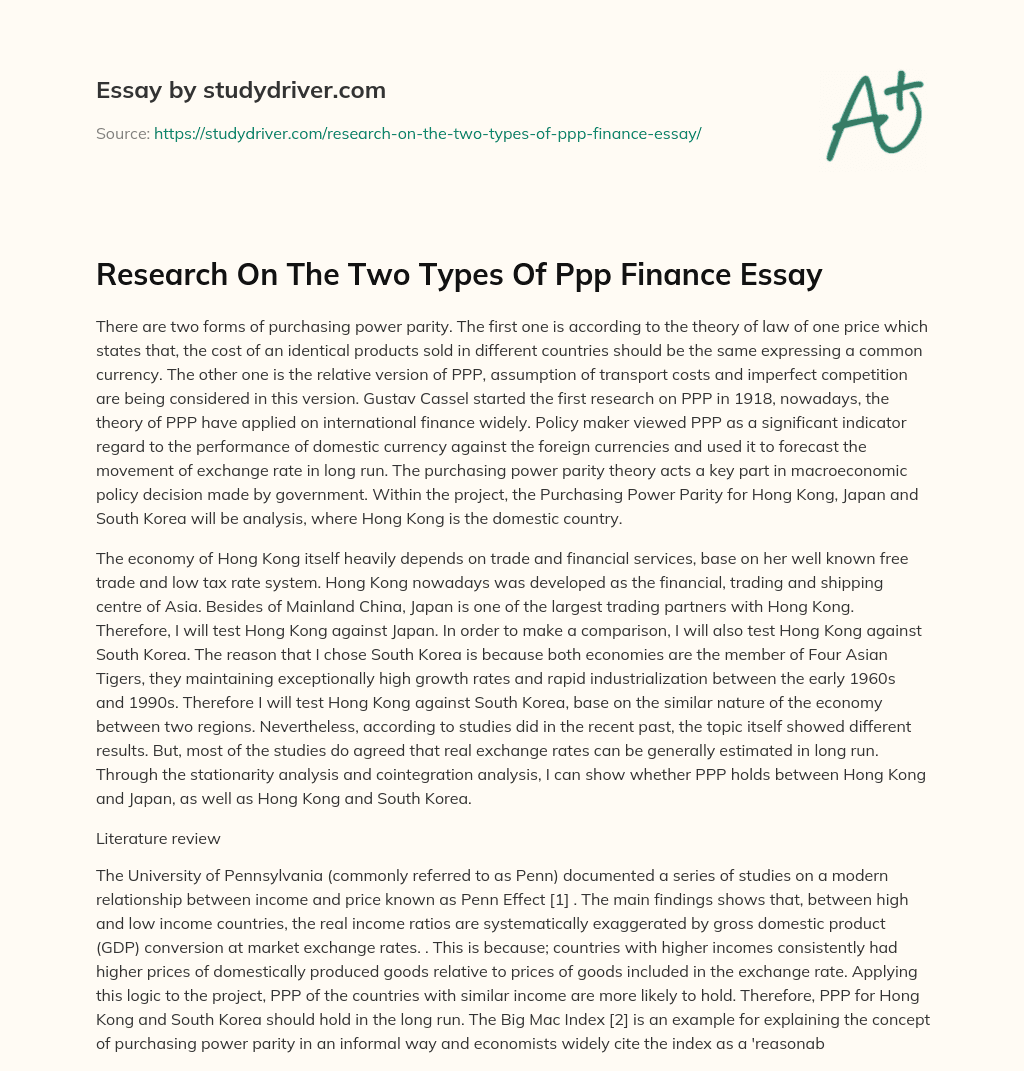 Research on the Two Types of Ppp Finance Essay essay