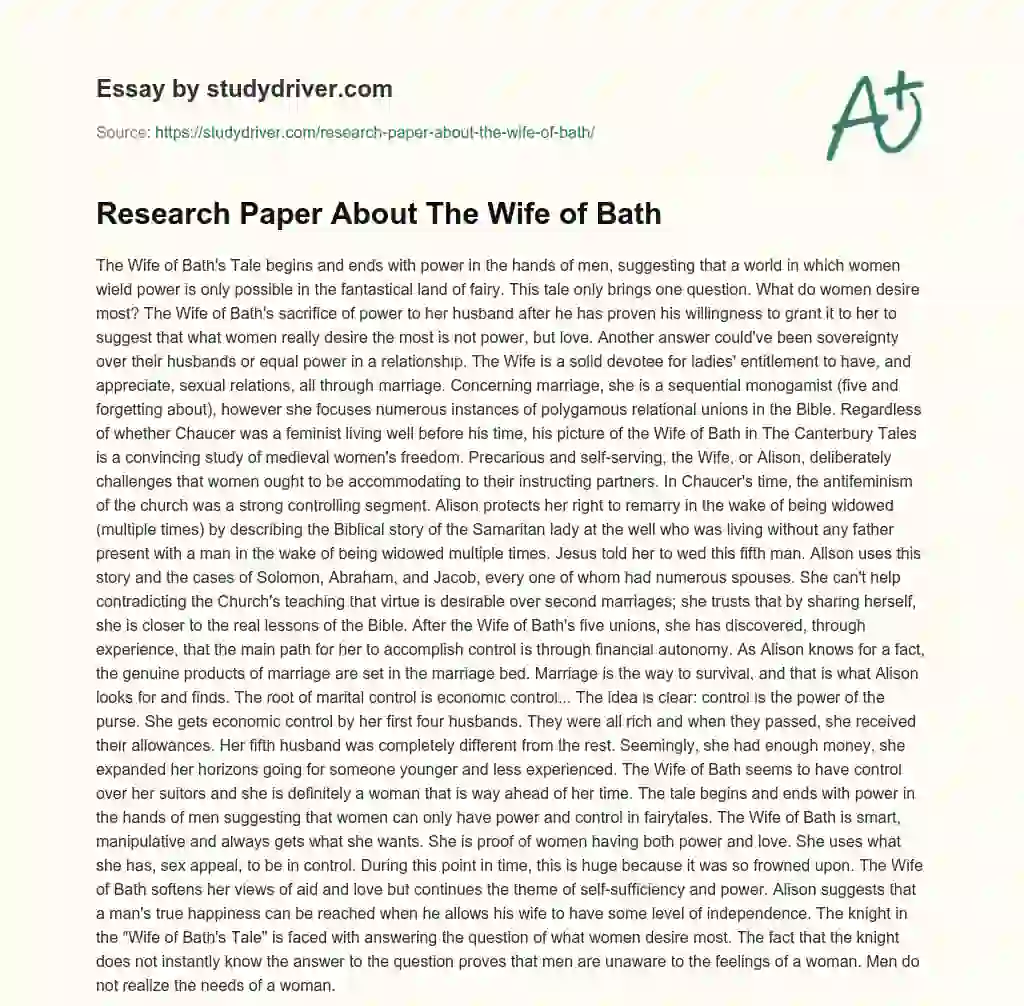 Research Paper about the Wife of Bath essay
