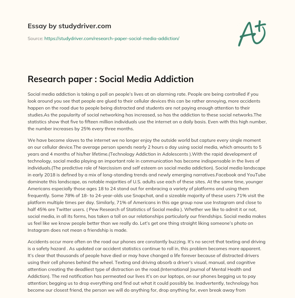 Research Paper : Social Media Addiction essay