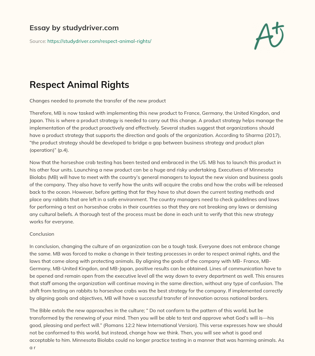 Respect Animal Rights essay