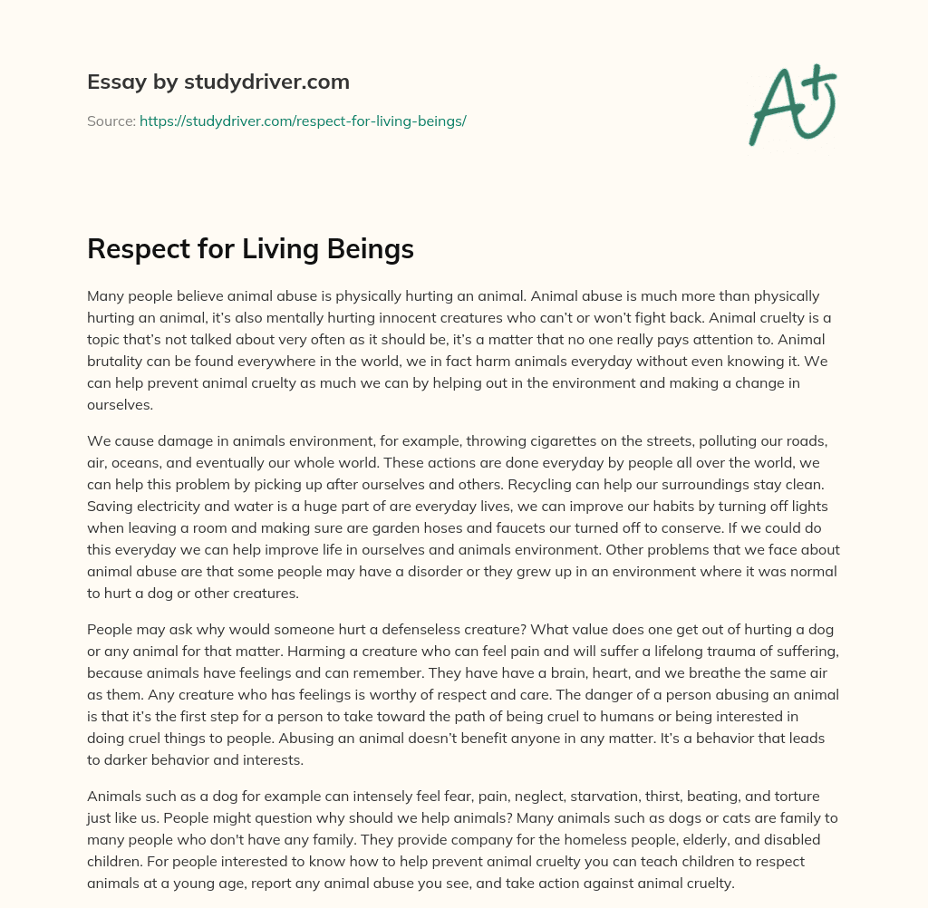 Respect for Living Beings essay