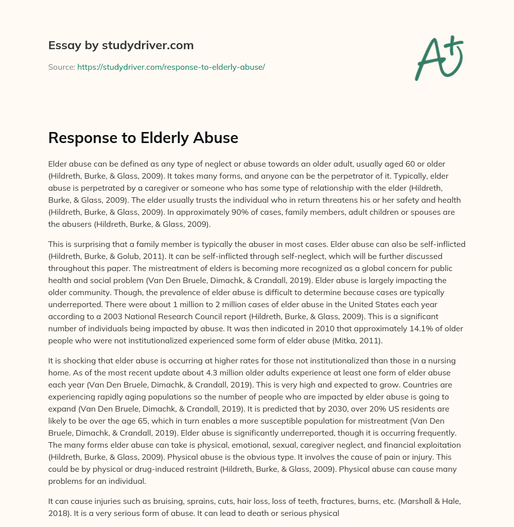 Response to Elderly Abuse essay