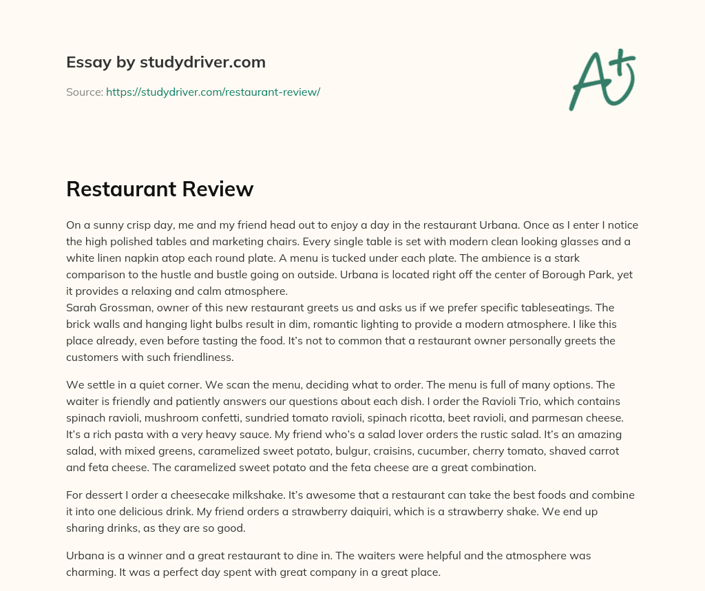 Restaurant Review essay