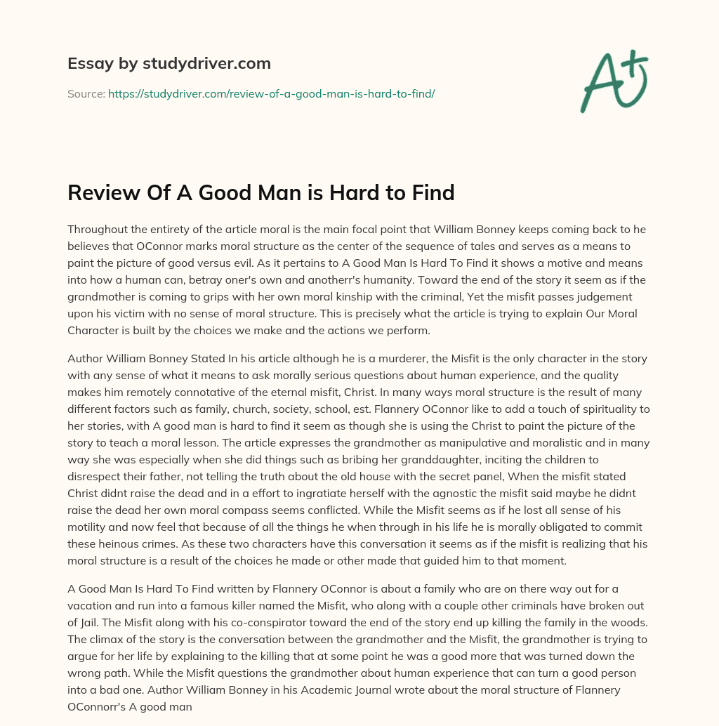 Review of a Good Man is Hard to Find essay