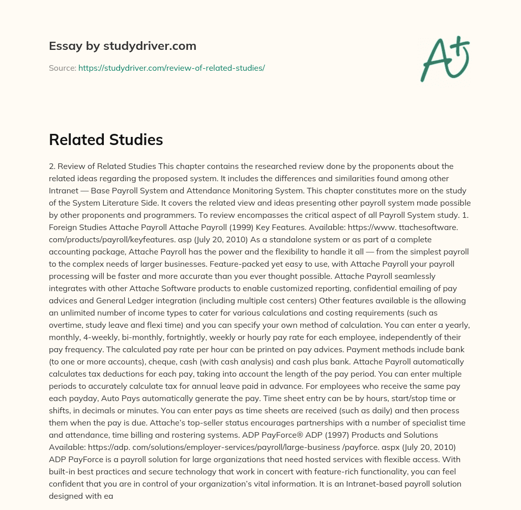 Related Studies essay