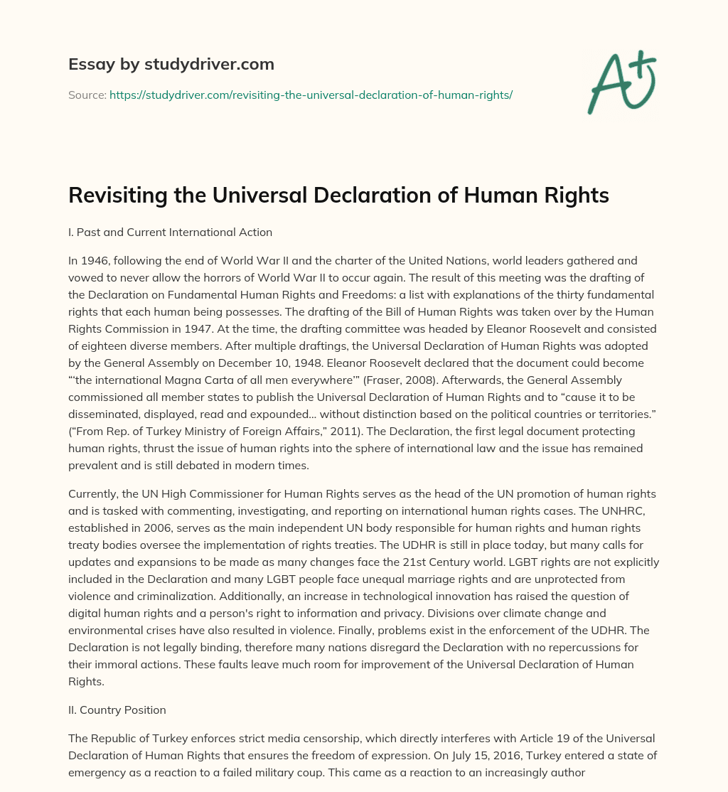 Revisiting the Universal Declaration of Human Rights essay