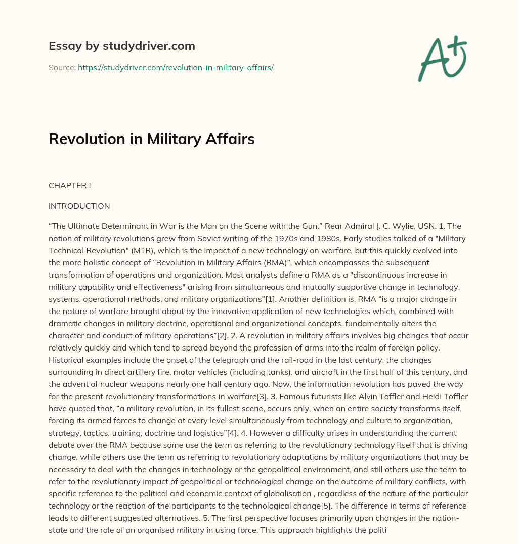 Revolution in Military Affairs essay