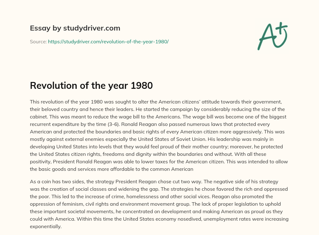 Revolution of the Year 1980 essay