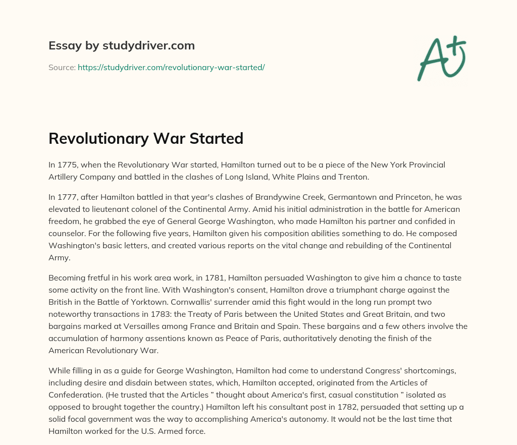 Revolutionary War Started essay