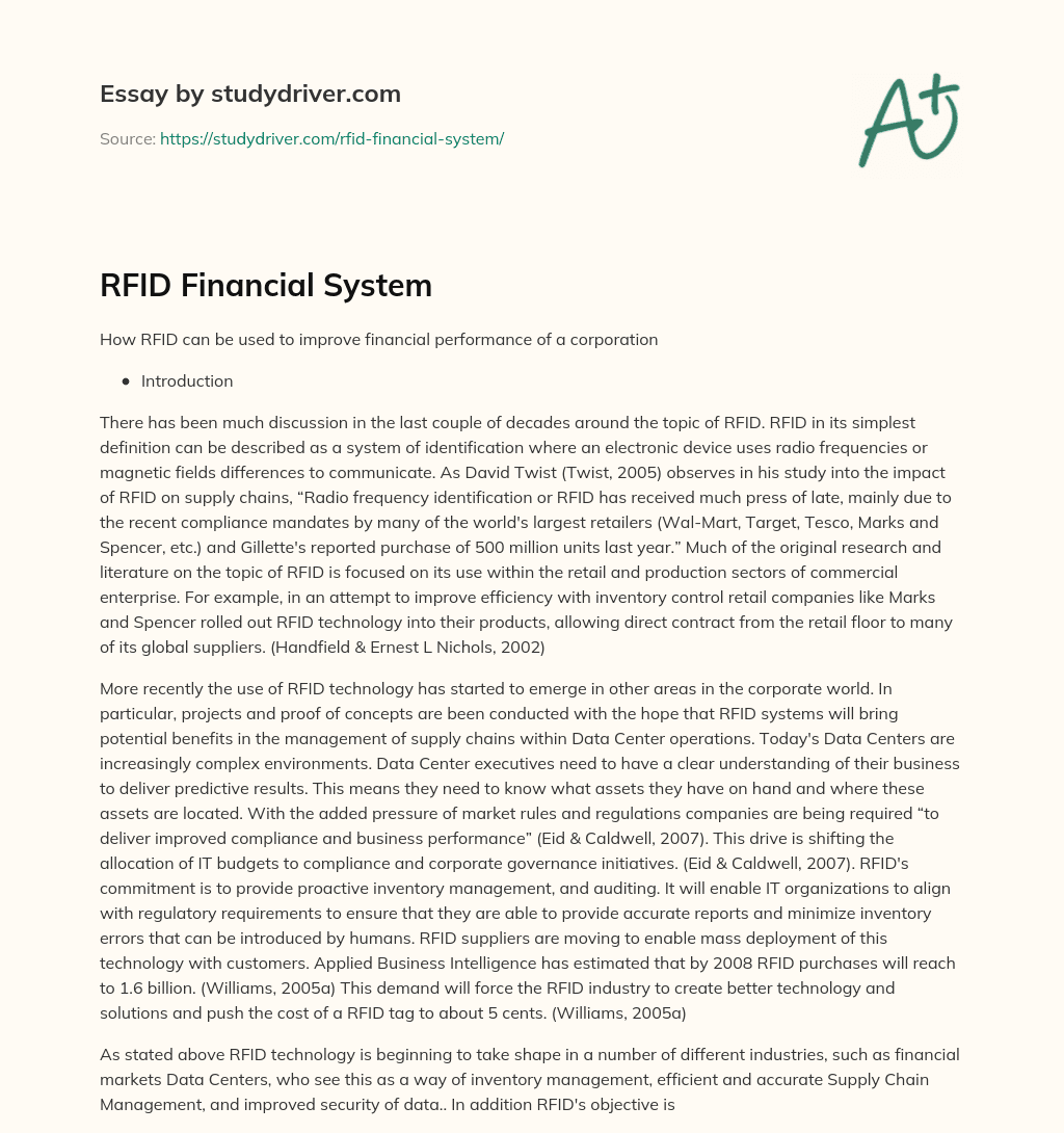 RFID Financial System essay