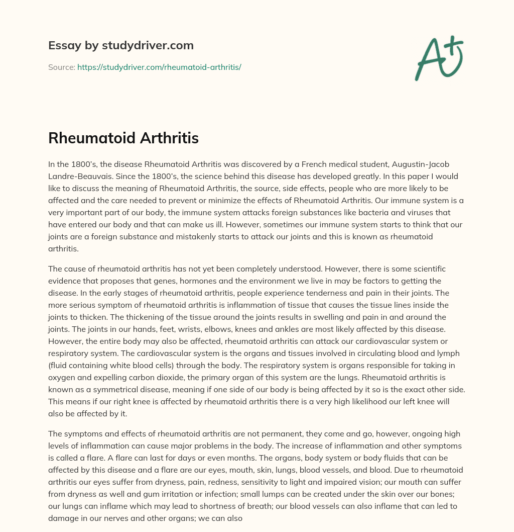 Rheumatoid Arthritis essay