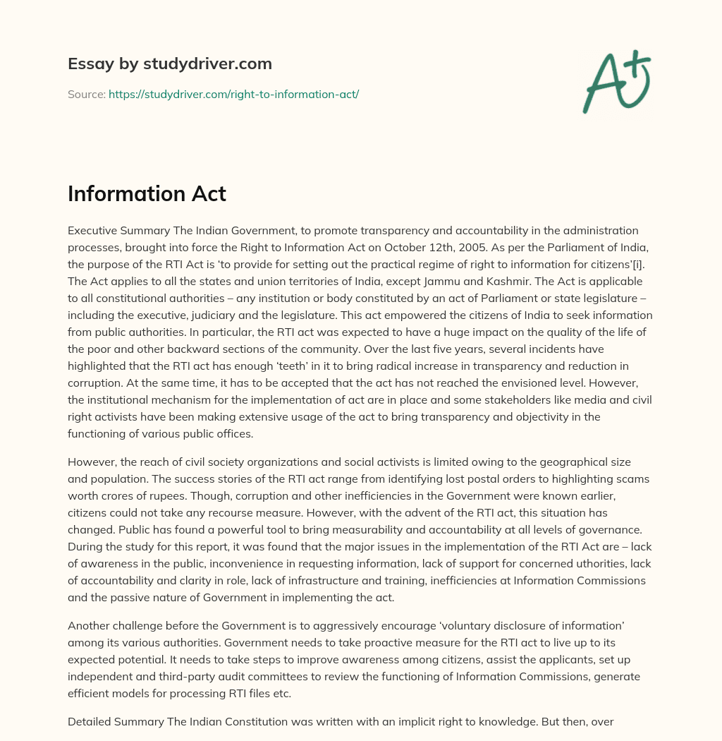 Information Act essay