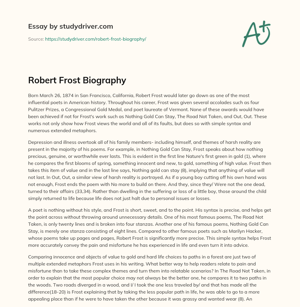 Robert Frost Biography essay