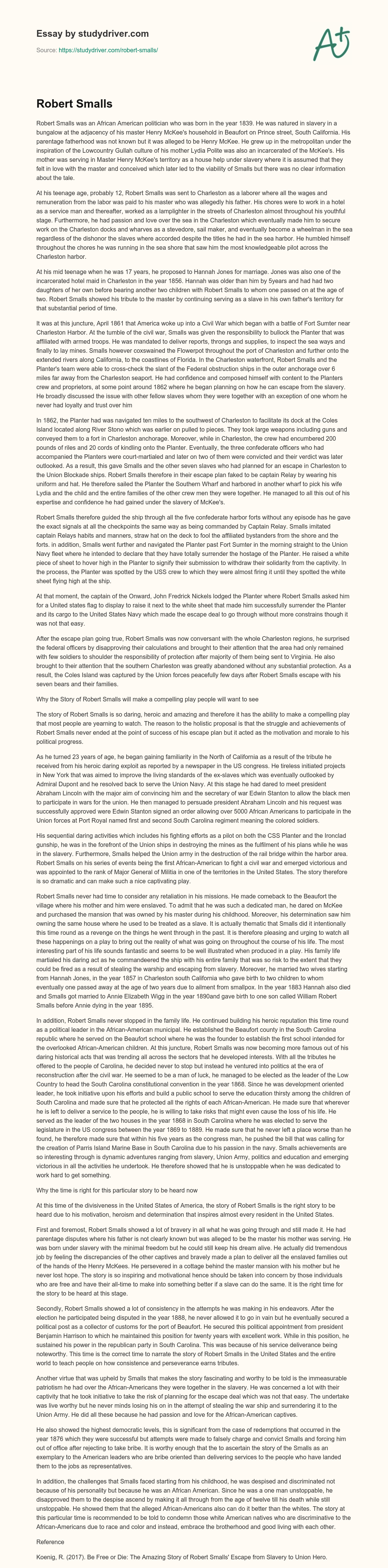 Robert Smalls essay