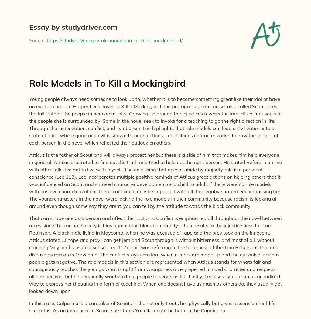 Role Models in to Kill a Mockingbird essay