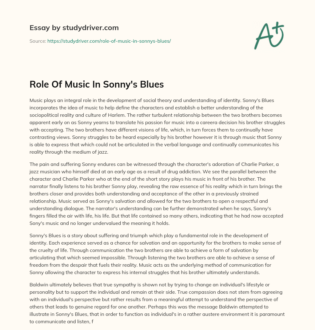 Role of Music in Sonny’s Blues essay