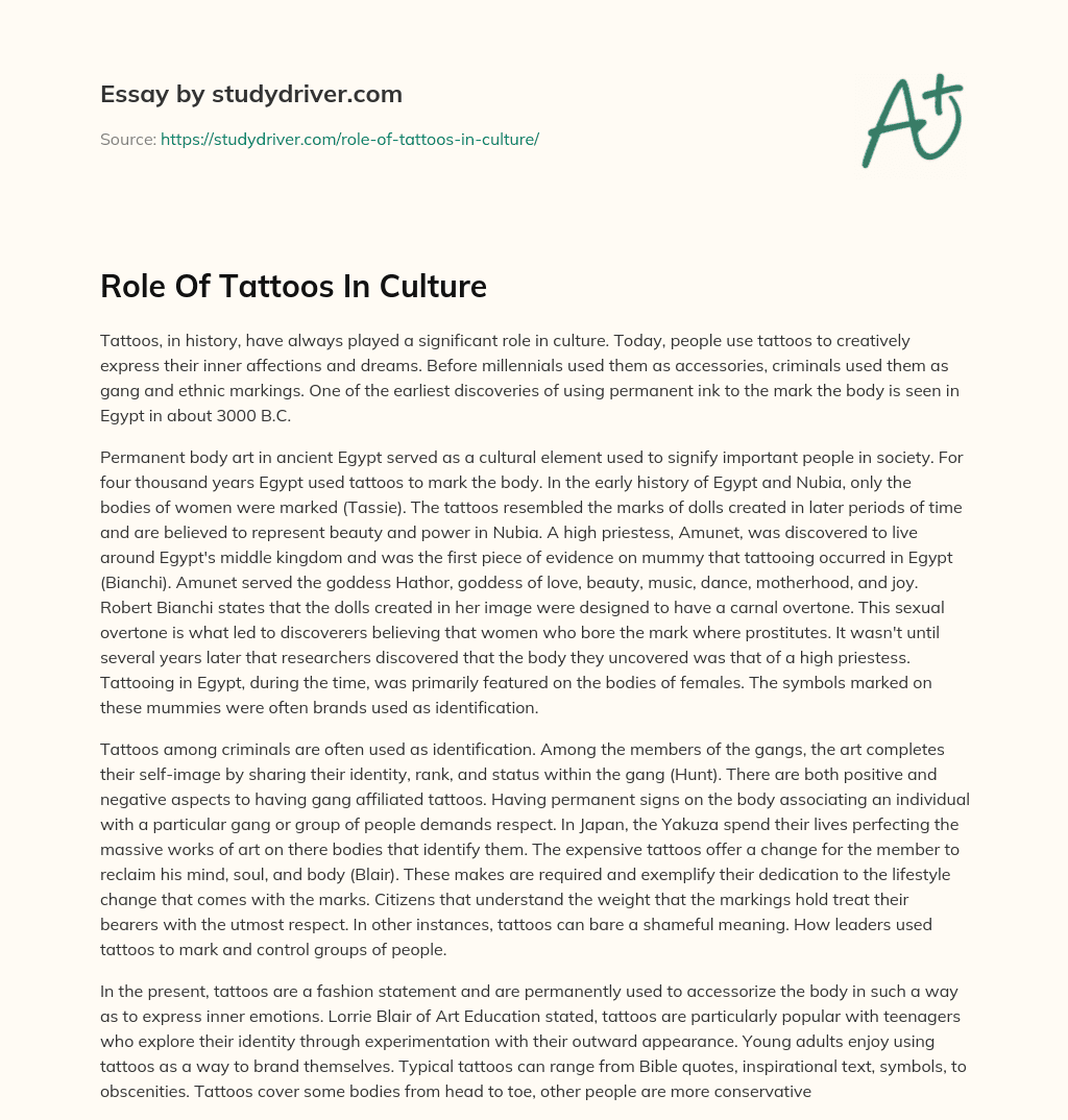 Role of Tattoos in Culture essay