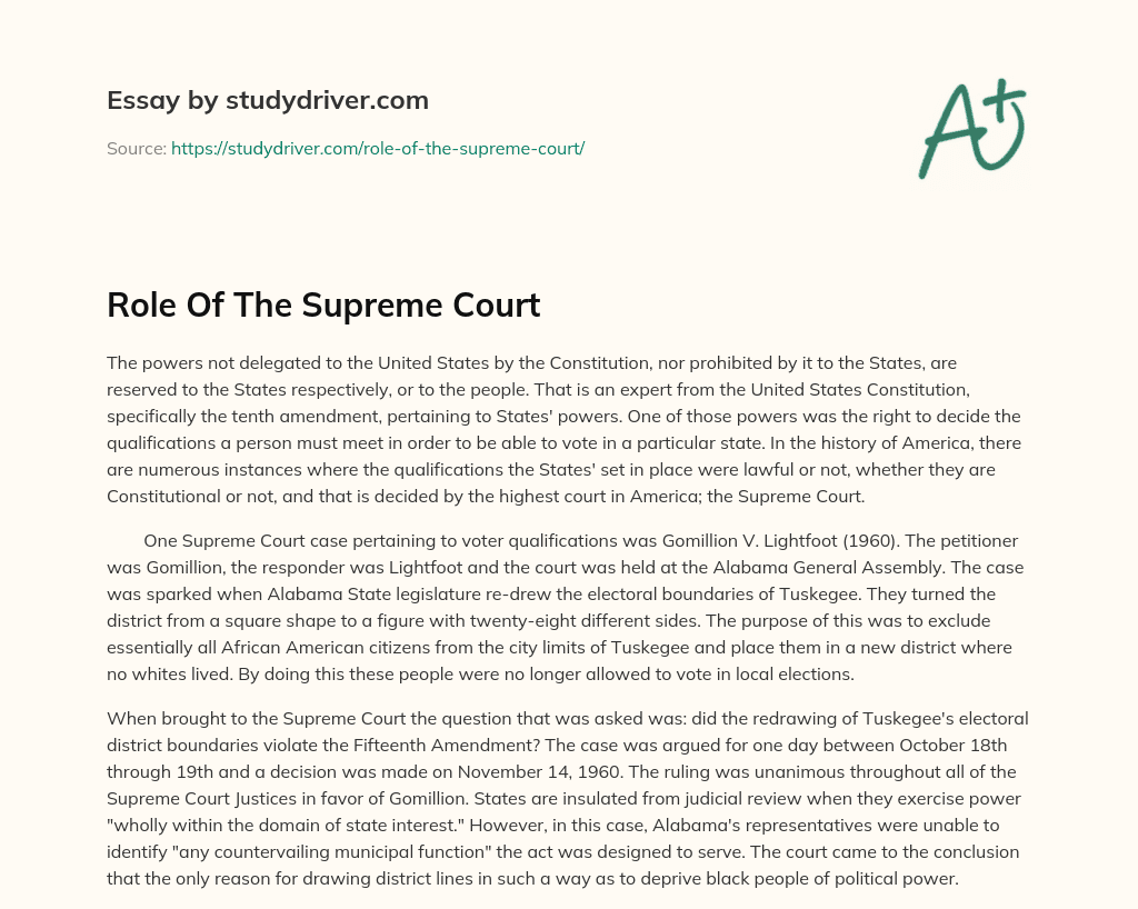 Role of the Supreme Court essay