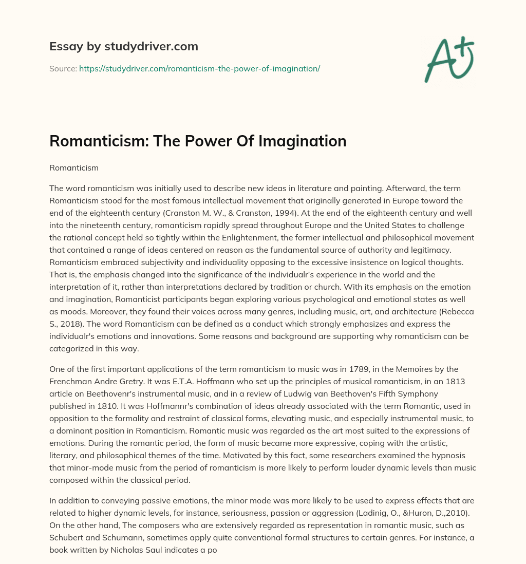 Romanticism: the Power of Imagination essay