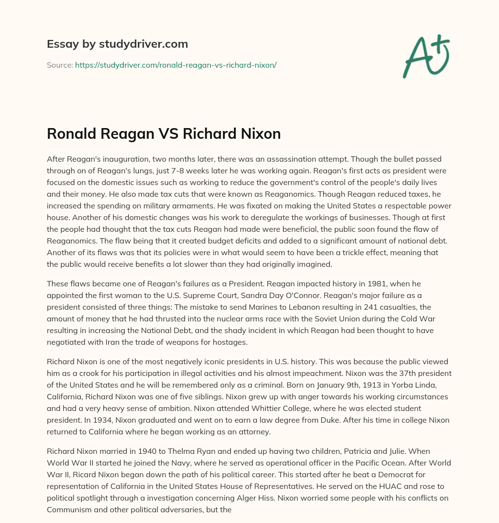 Ronald Reagan VS Richard Nixon essay