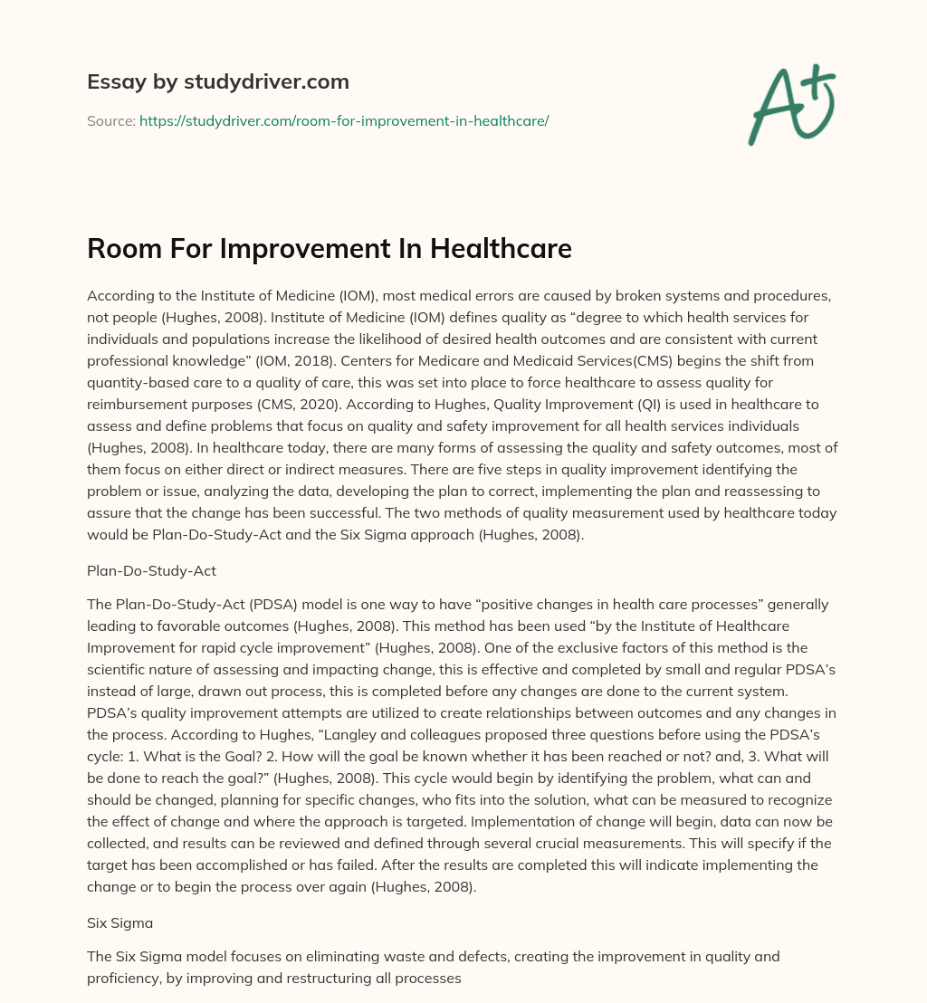 Room for Improvement in Healthcare essay