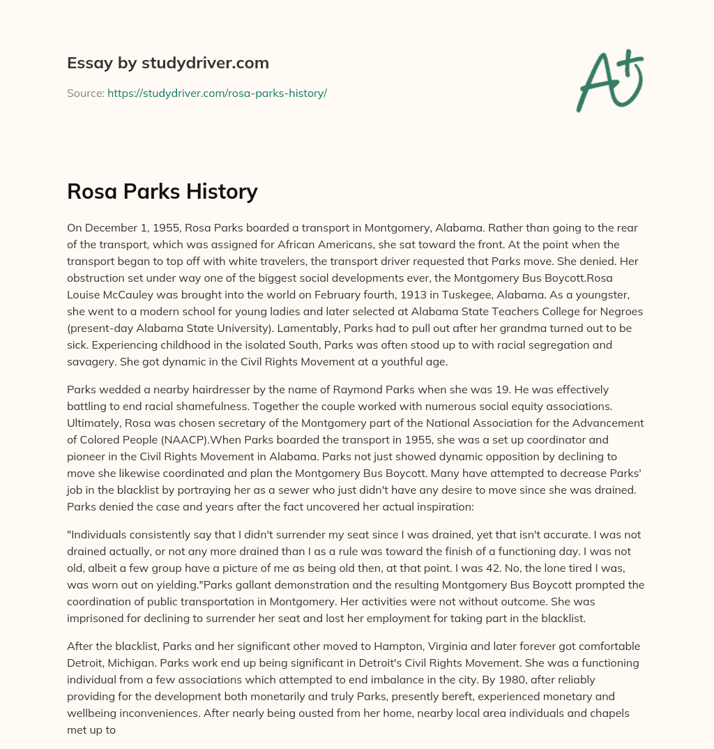 Rosa Parks History essay