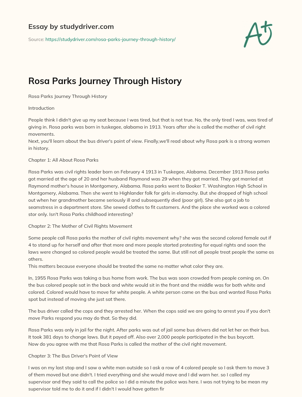 Rosa Parks Journey through History essay