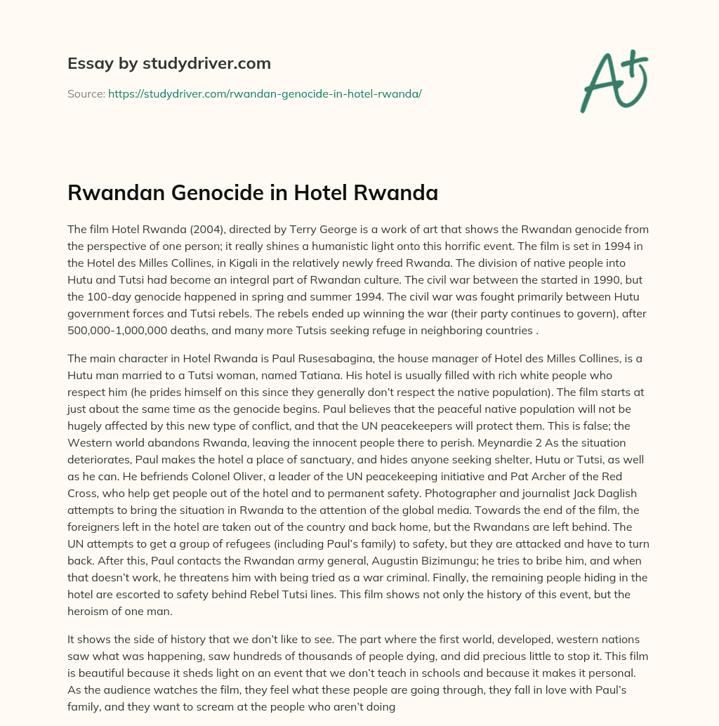 Rwandan Genocide in Hotel Rwanda essay
