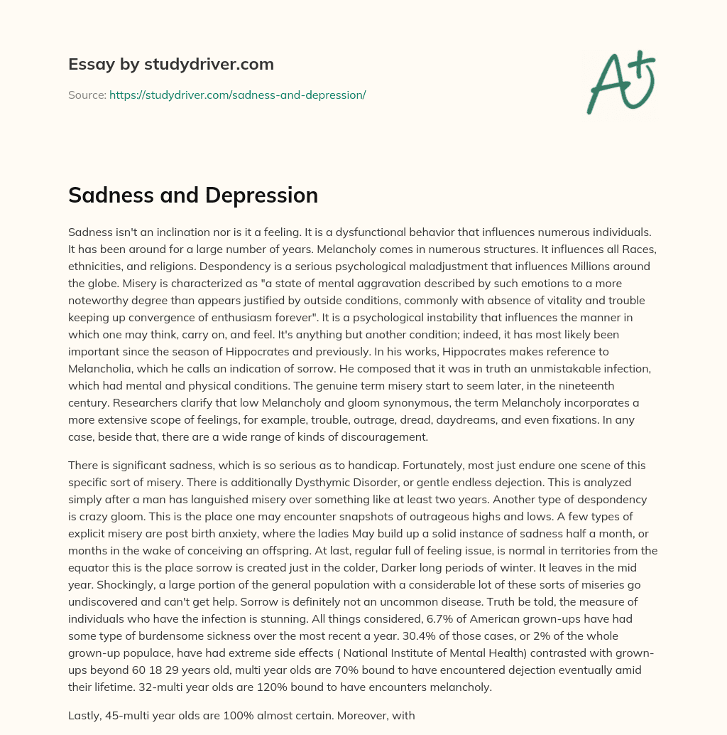 Sadness and Depression essay