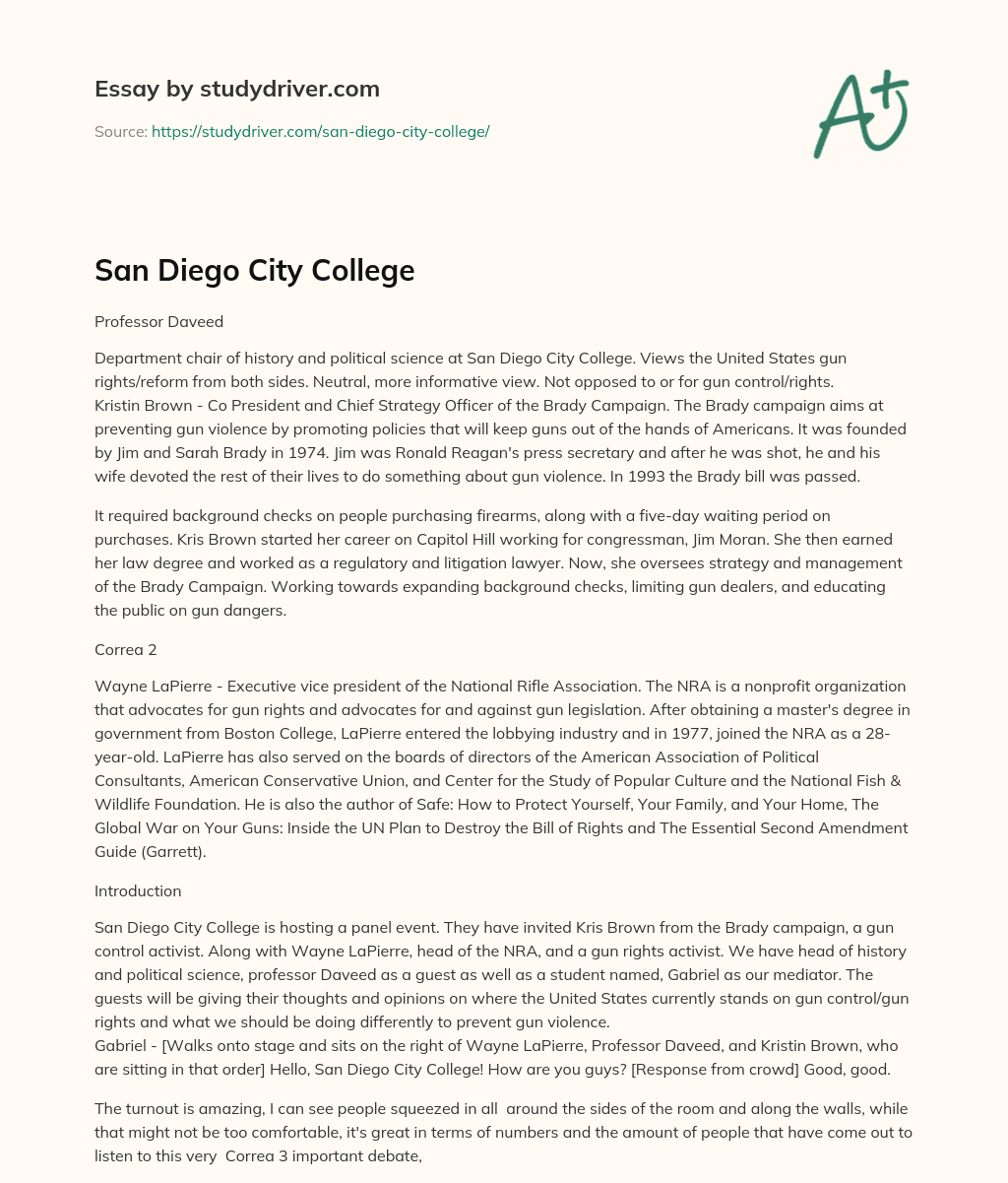 San Diego City College essay