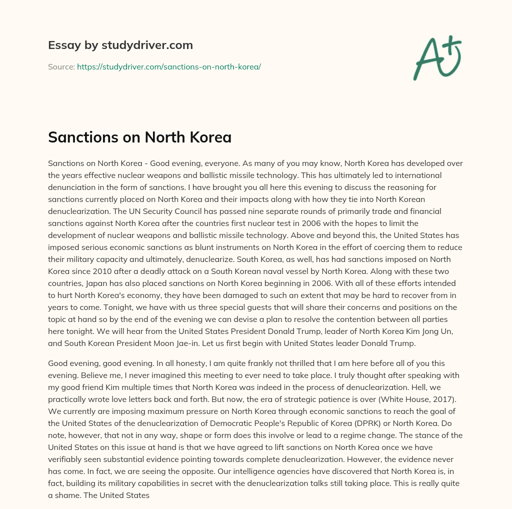 Sanctions on North Korea essay