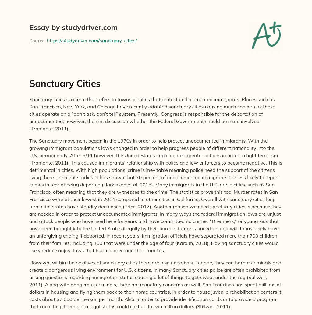 Sanctuary Cities essay