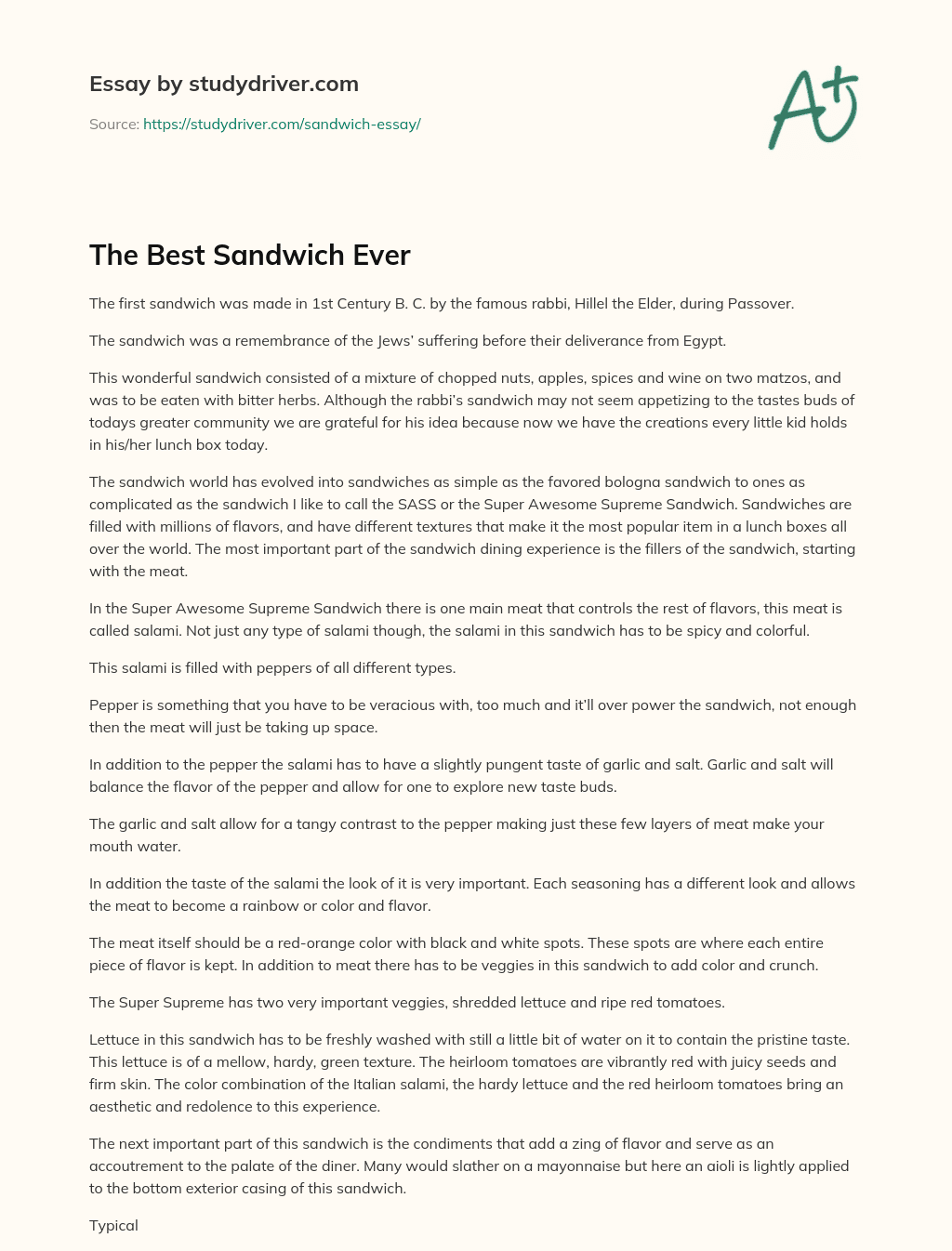 The Best Sandwich Ever essay