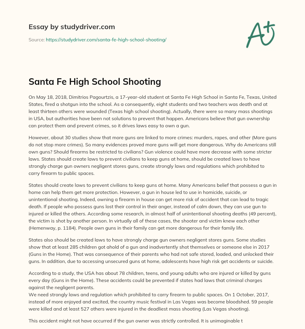Santa Fe High School Shooting essay