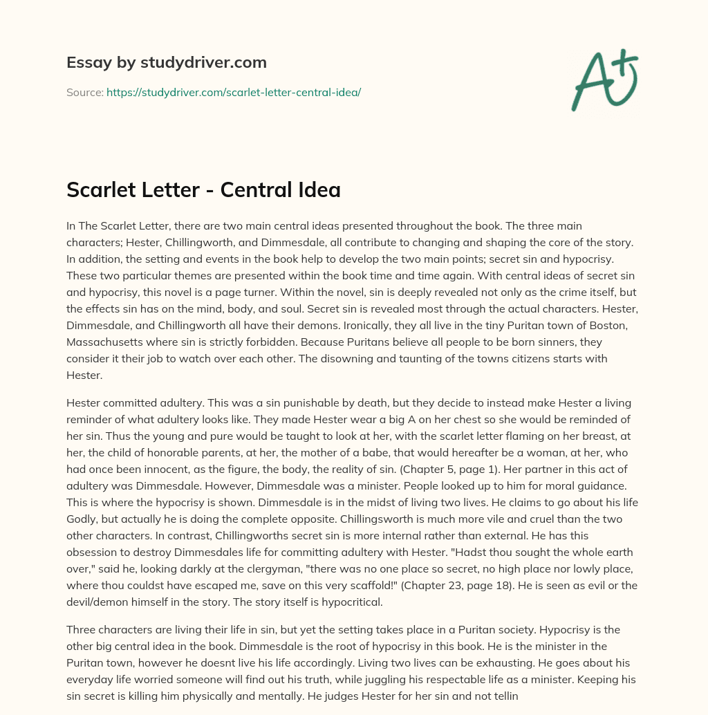 Scarlet Letter – Central Idea essay