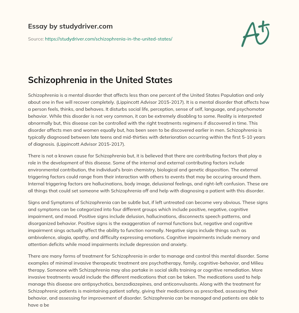 Schizophrenia in the United States essay