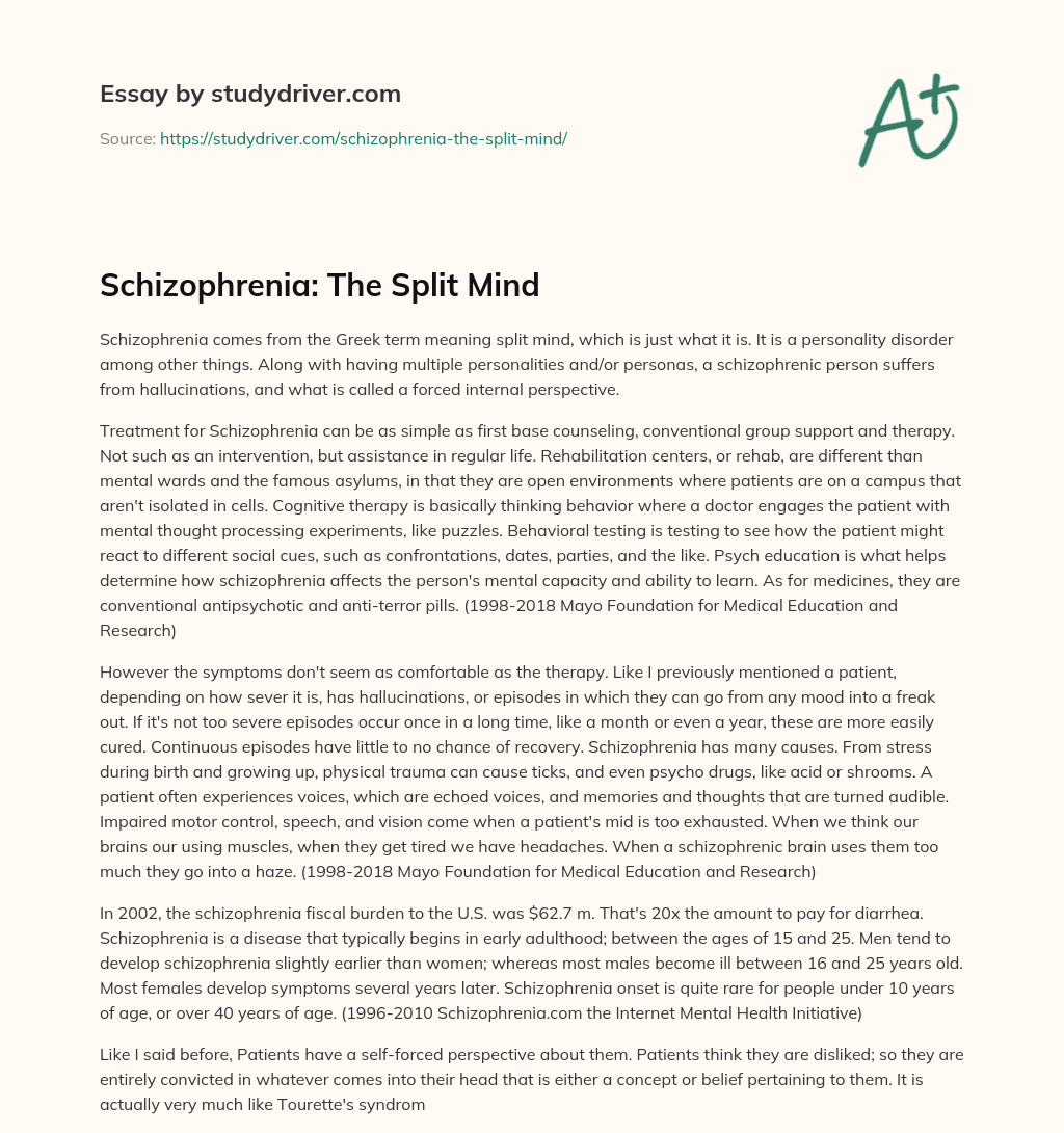 Schizophrenia: the Split Mind essay