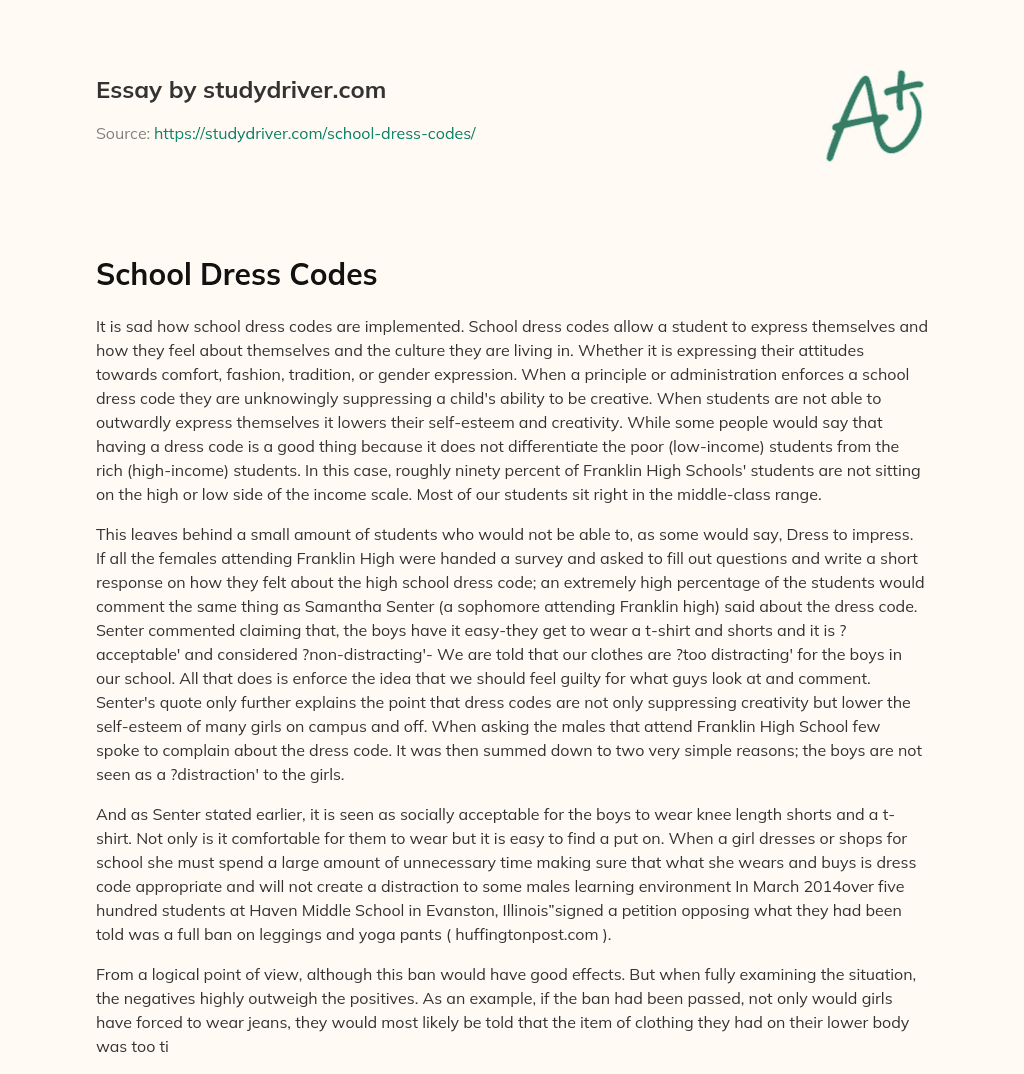 School Dress Codes essay