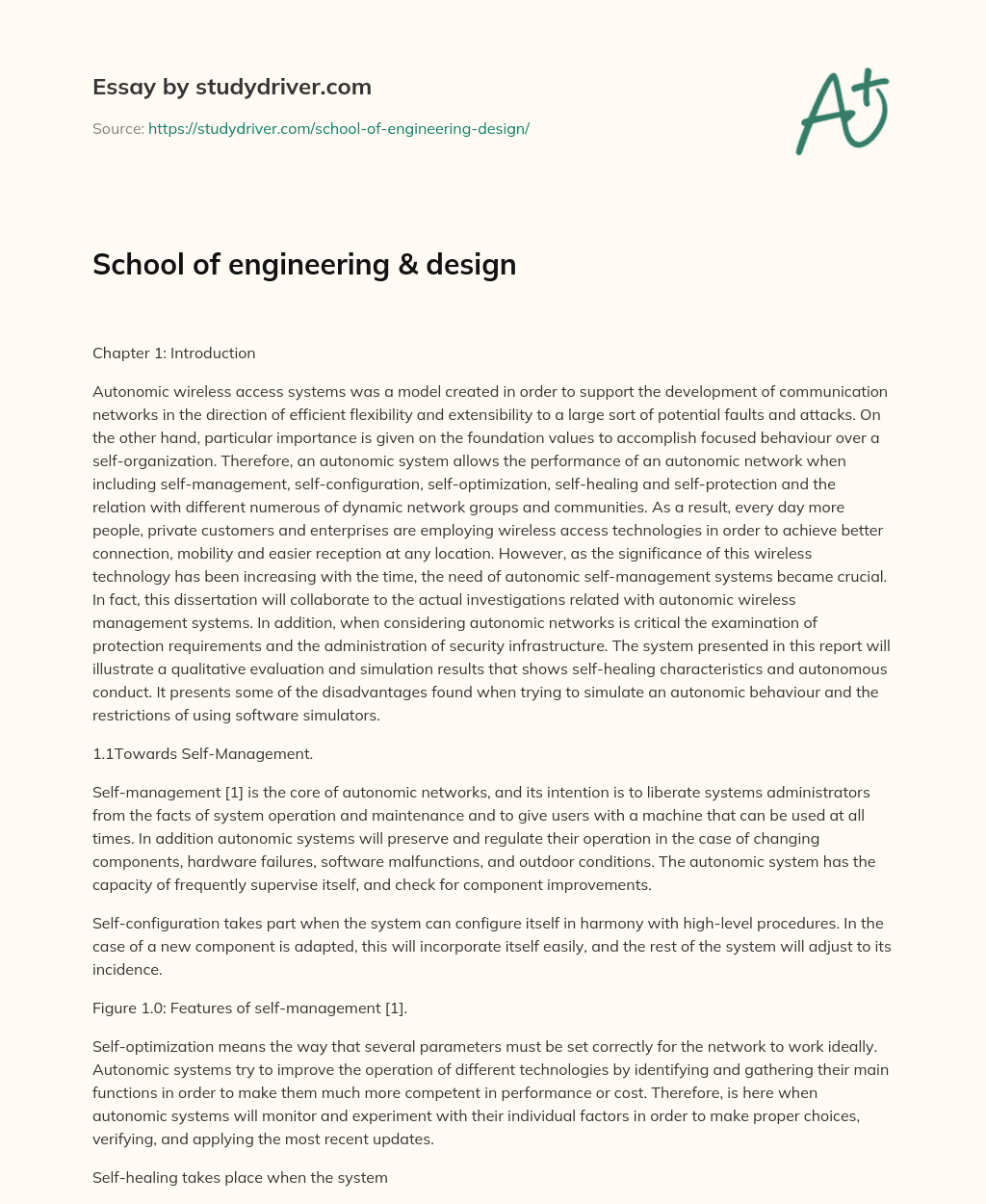 School of Engineering & Design essay