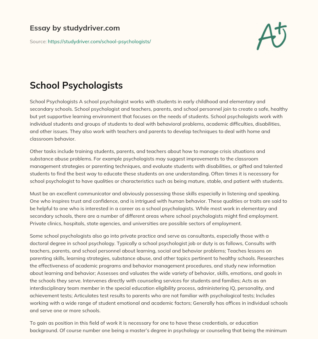 School Psychologists essay