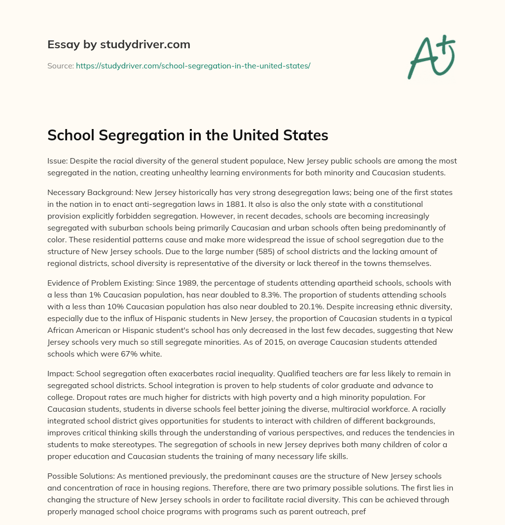 School Segregation in the United States essay