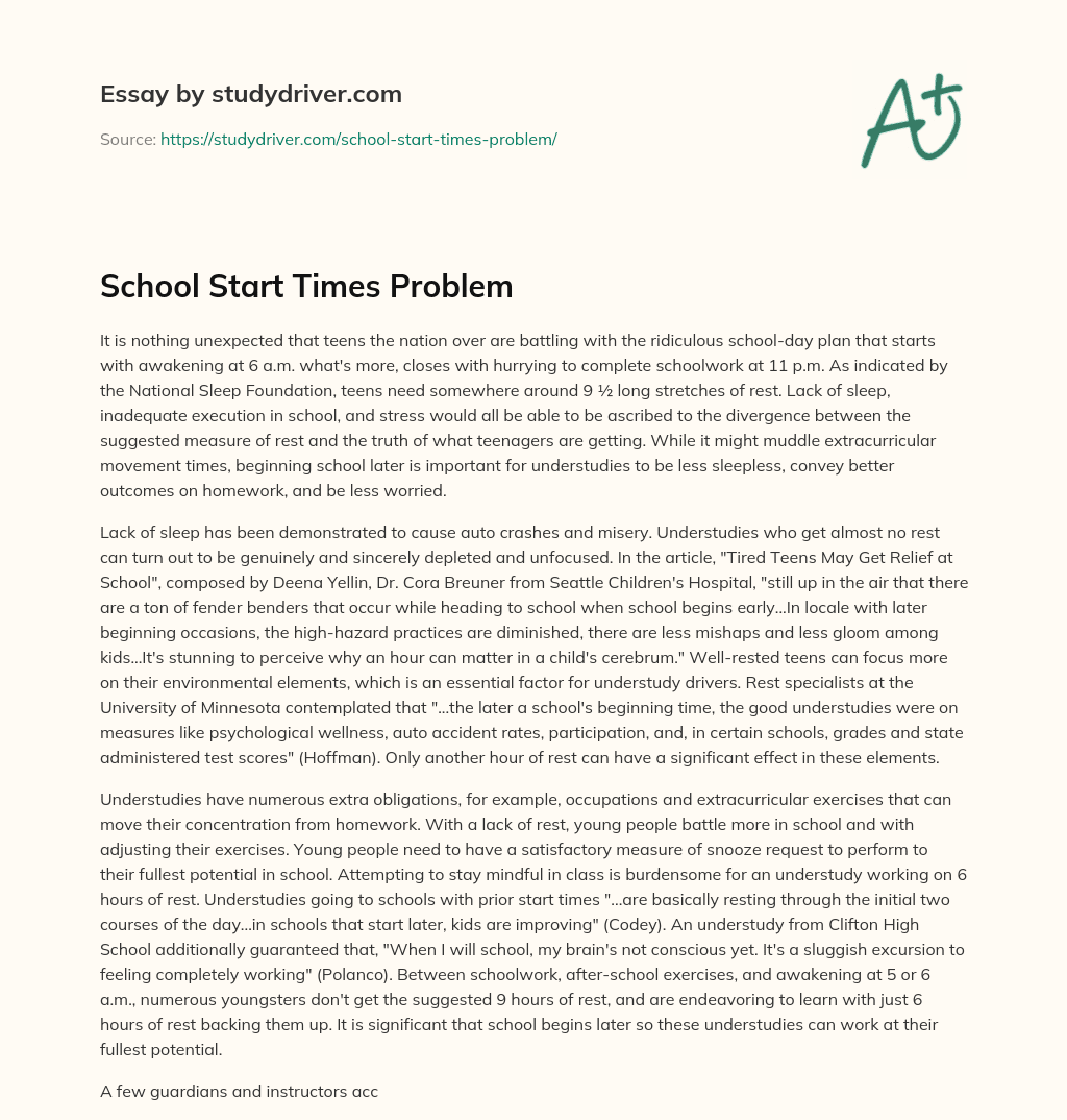 School Start Times Problem essay