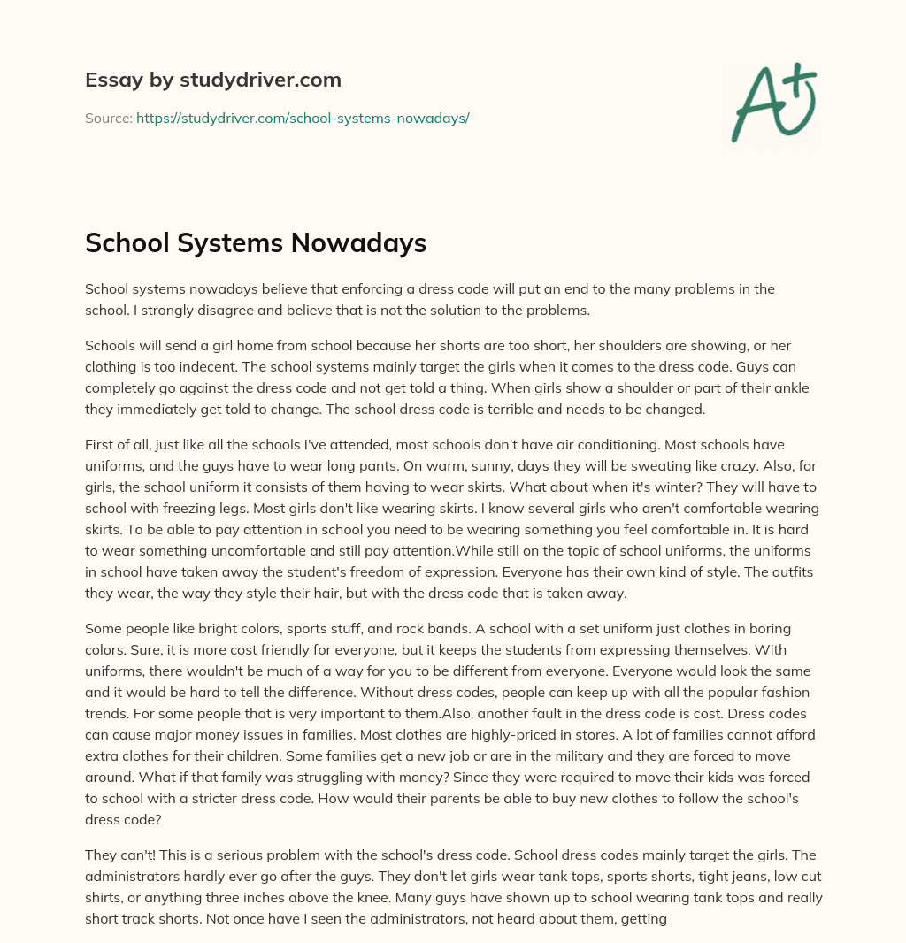 School Systems Nowadays essay